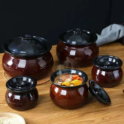 Versatile Clay Cooking Pots Set for Soups, Stews, Rice, Noodles, and Porridge - Sizes from 250ml to 800ml - Très Elite