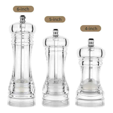 Versatile Clear Acrylic Pepper Mill with Adjustable Grinding Settings - Très Elite