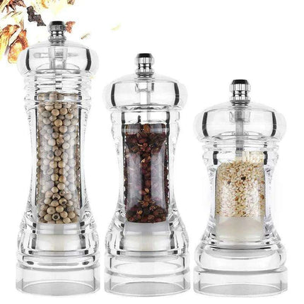Versatile Clear Acrylic Pepper Mill with Adjustable Grinding Settings - Très Elite