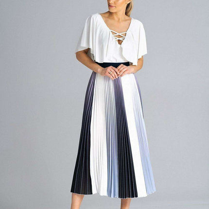Versatile Elastic-Waist Pleated Midi Skirt for Every Occasion