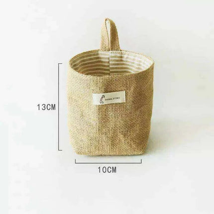 Versatile Foldable Jute and Cotton Storage Basket for Home and Travel..