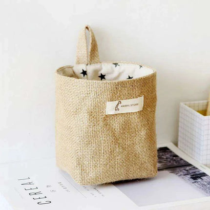 Versatile Foldable Jute and Cotton Storage Basket for Home and Travel - Très Elite