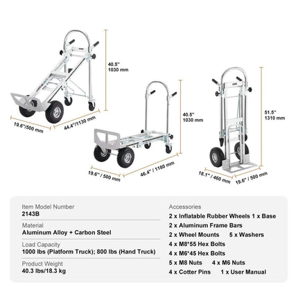 Versatile Heavy-Duty Aluminum Folding Dolly Cart - Ultimate Transport Solution for Industrial and Retail Use- Très Elite- Très Elite