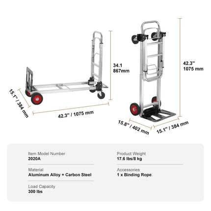 Versatile Heavy-Duty Aluminum Folding Dolly Cart - Ultimate Transport Solution for Industrial and Retail Use- Très Elite- Très Elite