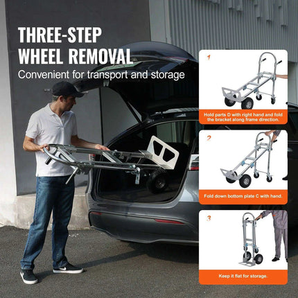 Versatile Heavy-Duty Aluminum Folding Hand Truck for Efficient Goods Transport on Any Terrain - Très Elite
