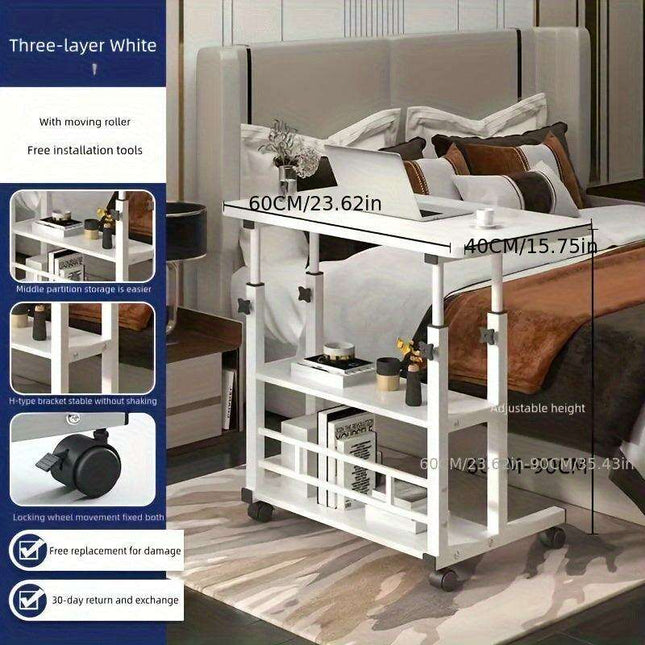 Versatile Height-Adjustable Rolling Workspace Desk with Storage for Home, Office, and Outdoor Use