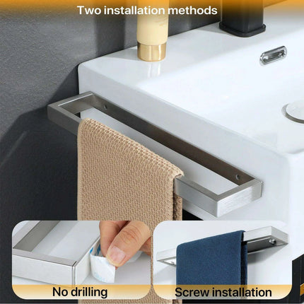 Versatile Matte Black Stainless Steel Towel Rack with Adjustable Sizing and Wall Mounting Flexibility..