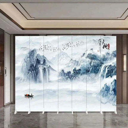 Versatile Mobile Folding Chinese Partition Screen for Hotels and Offices - Dual-Sided Conference Divider - Très Elite