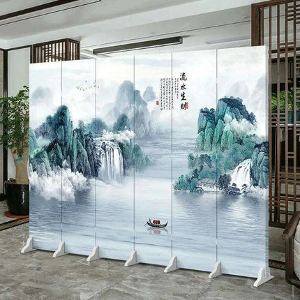 Versatile Mobile Folding Chinese Partition Screen for Hotels and Offices - Dual-Sided Conference Divider - Très Elite