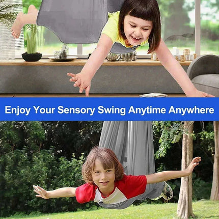 Versatile Nylon Swing Hammock for Sensory Therapy and Relaxation with Yoga Belts