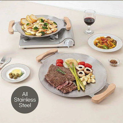 Versatile Portable Stainless Steel Korean BBQ Grill Pan for Outdoor Gatherings - Très Elite