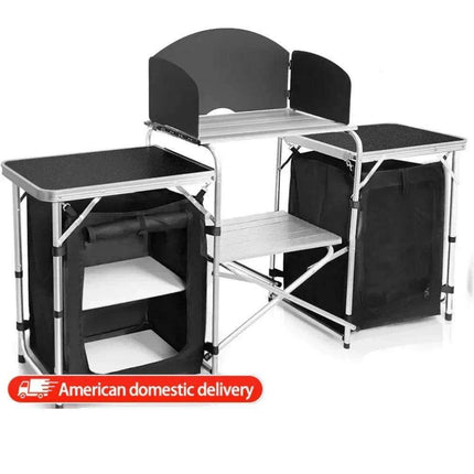 Versatile Roll-Top BBQ Table with Windscreen & Generous Storage - Black2cabinet - Très Elite