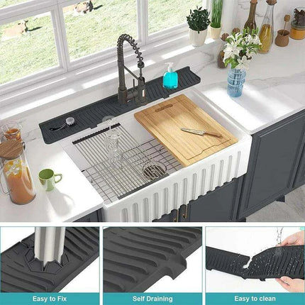 Versatile Silicone Splash Guard Mat with Drip Catcher for Kitchen and Bath - Très Elite
