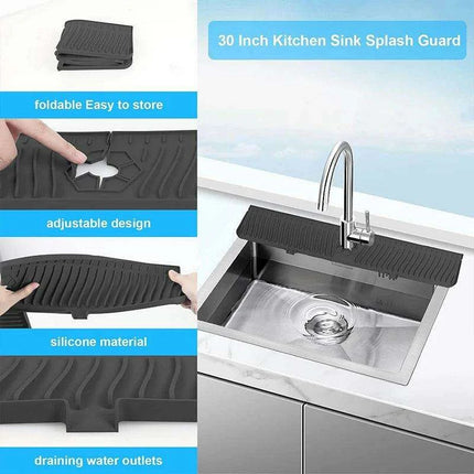 Versatile Silicone Splash Guard Mat with Drip Catcher for Kitchen and Bath - Très Elite