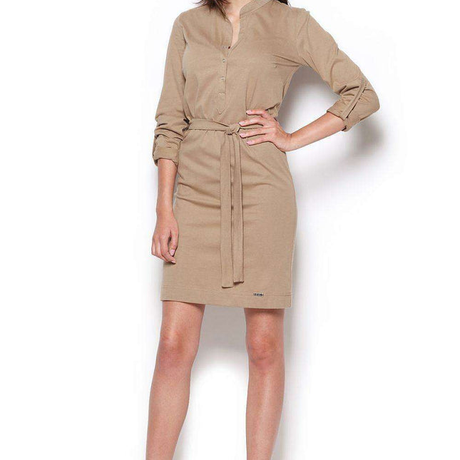 Versatile Snap Closure Daydress with Trendy Rolled Sleeves - Stylish Comfort for Every Occasion