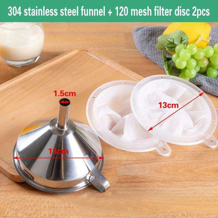 Versatile Stainless Steel Mesh Funnel Filter Set - Master Your Cooking Techniques - Très Elite