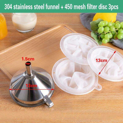 Versatile Stainless Steel Mesh Funnel Filter Set - Master Your Cooking Techniques - Très Elite