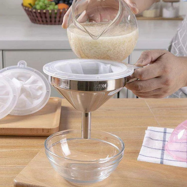 Versatile Stainless Steel Mesh Funnel Filter Set - Master Your Cooking Techniques - Très Elite