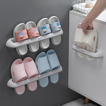 Versatile Wall-Mounted Storage Rack for Towels and Slippers..