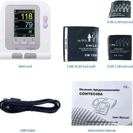 Veterinary Digital Blood Pressure Monitor for Pets - CONTEC08A-VET with Multiple Cuff Sizes and Integrated Software Solutions - Très Elite