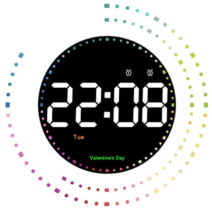 Vibrant 10-Inch LED Wall Clock with Remote, Temperature Readout, and Dual Alarm Features - Stylish Home Décor Timepiece - Très Elite