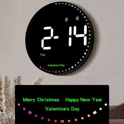 Vibrant 10-Inch LED Wall Clock with Remote, Temperature Readout, and Dual Alarm Features - Stylish Home Décor Timepiece - Très Elite