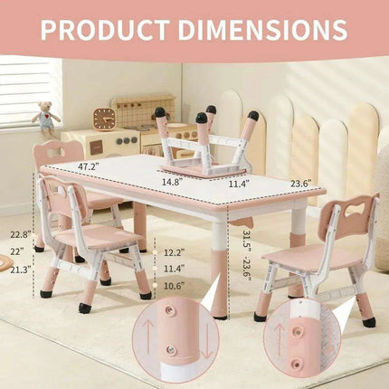 Vibrant Adjustable Kids Table and Chair Set - Perfect for Playrooms and Learning Environments - Très Elite