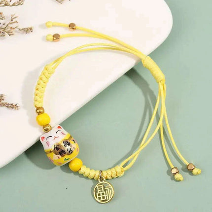 Vibrant Adjustable Lucky Cat Charm Bangles - Playful Rope Bracelets for Women and Girls, Ideal Gift for Prosperity - Très Elite