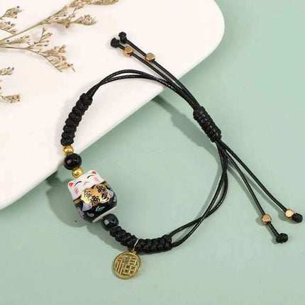 Vibrant Adjustable Lucky Cat Charm Bangles - Playful Rope Bracelets for Women and Girls, Ideal Gift for Prosperity - Très Elite