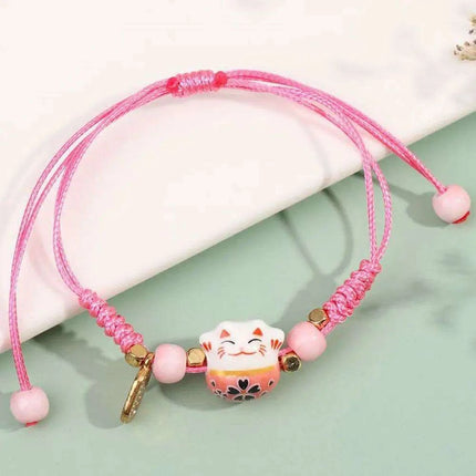 Vibrant Adjustable Lucky Cat Charm Bangles - Playful Rope Bracelets for Women and Girls, Ideal Gift for Prosperity - Très Elite