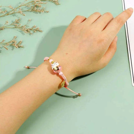 Vibrant Adjustable Lucky Cat Charm Bangles - Playful Rope Bracelets for Women and Girls, Ideal Gift for Prosperity - Très Elite