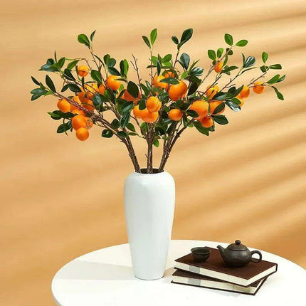 Vibrant Artificial Orange Blossom Branch for Enchanting Home and Garden Aesthetics - Très Elite