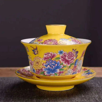Vibrant Artisan Ceramic Kung Fu Tea Ceremony Set with Infuser and Teapot for an Enchanting Tea Experience - Très Elite