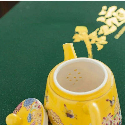 Vibrant Artisan Ceramic Kung Fu Tea Ceremony Set with Infuser and Teapot for an Enchanting Tea Experience - Très Elite