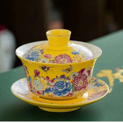 Vibrant Artisan Ceramic Kung Fu Tea Ceremony Set with Infuser and Teapot for an Enchanting Tea Experience - Très Elite
