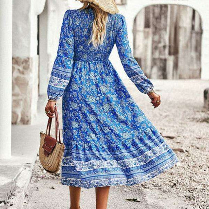 Vibrant Bohemian V-Neck Dress for Women - Très Elite