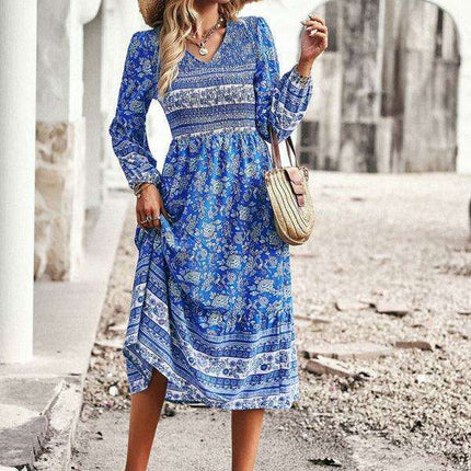 Vibrant Bohemian V-Neck Dress for Women - Très Elite