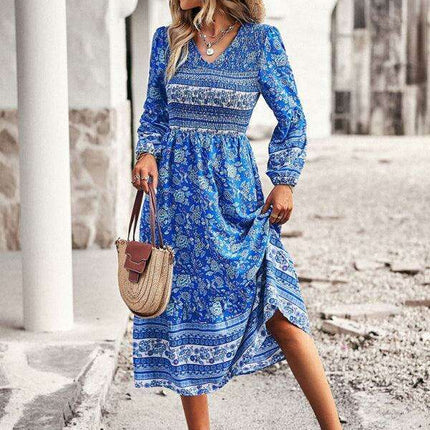 Vibrant Bohemian V-Neck Dress for Women - Très Elite
