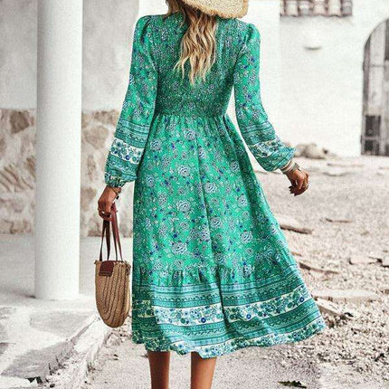 Vibrant Bohemian V-Neck Dress for Women - Très Elite