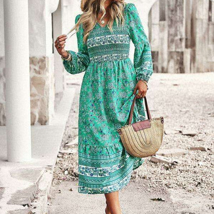 Vibrant Bohemian V-Neck Dress for Women - Très Elite