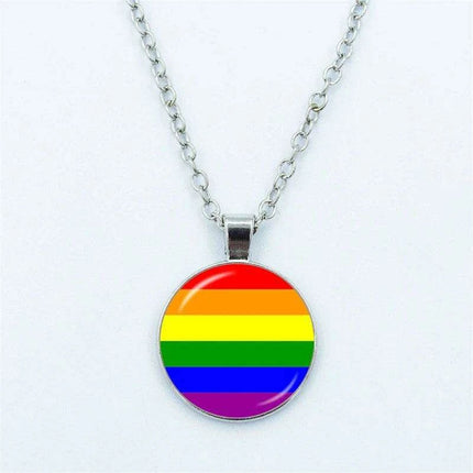 Vibrant Customizable Rainbow Glass Pendant Necklace for Love and Pride Celebration - Très Elite