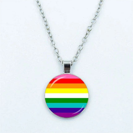 Vibrant Customizable Rainbow Glass Pendant Necklace for Love and Pride Celebration - Très Elite