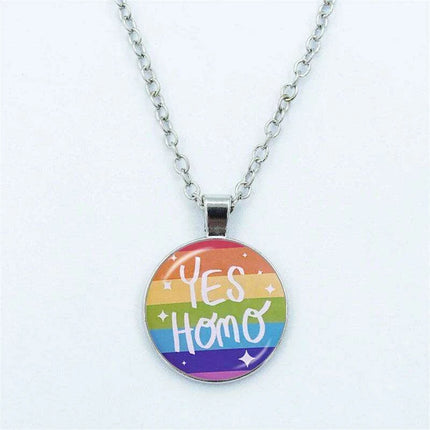 Vibrant Customizable Rainbow Glass Pendant Necklace for Love and Pride Celebration - Très Elite