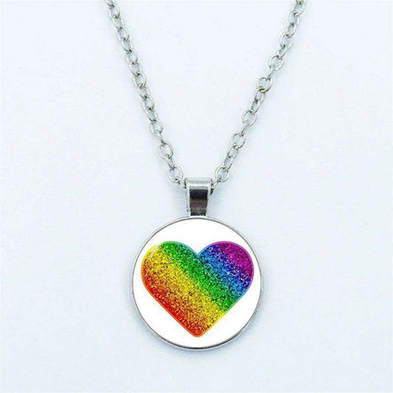 Vibrant Customizable Rainbow Glass Pendant Necklace for Love and Pride Celebration - Très Elite