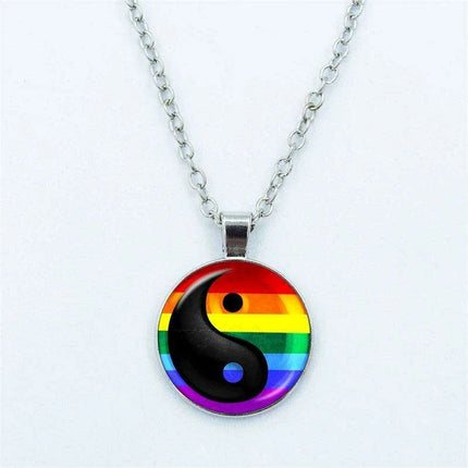 Vibrant Customizable Rainbow Glass Pendant Necklace for Love and Pride Celebration - Très Elite