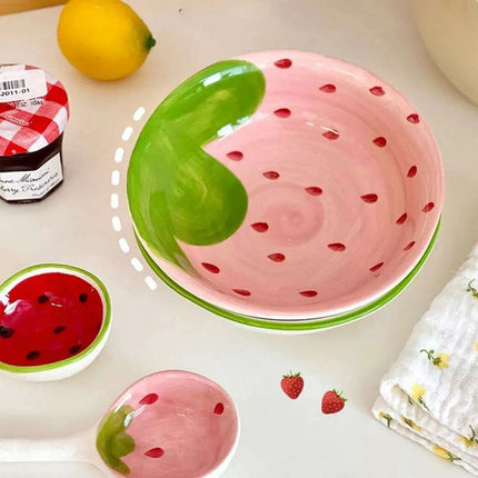 Vibrant Fruit-Themed Handcrafted Ceramic Ramen Set with Artisan Spoon and Bowl - Très Elite