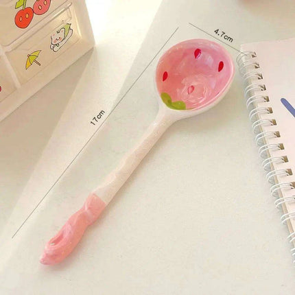 Vibrant Fruit-Themed Handcrafted Ceramic Ramen Set with Artisan Spoon and Bowl - Très Elite