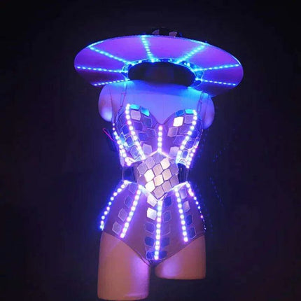Vibrant Glow LED Women's Costume: Shine Bright on the Dance Floor with Stunning Light Effects - Très Elite