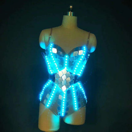 Vibrant Glow LED Women's Costume: Shine Bright on the Dance Floor with Stunning Light Effects..