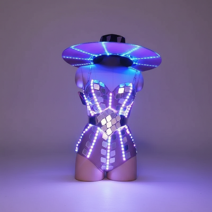Vibrant Glow LED Women's Costume: Shine Bright on the Dance Floor with Stunning Light Effects - Très Elite